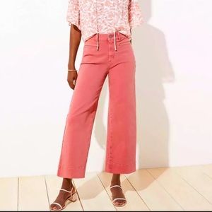 NWT Loft High Waisted Wide Leg Crop Jeans - Pink